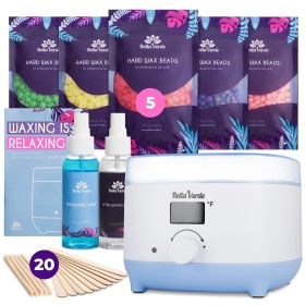 Waxing Kit for Women Men Hard Wax Kit for Hair Removal All in One Kit Wax Warmer for Face Legs Eyebrows Body Bikini Home Melter Wax Pot Machine H