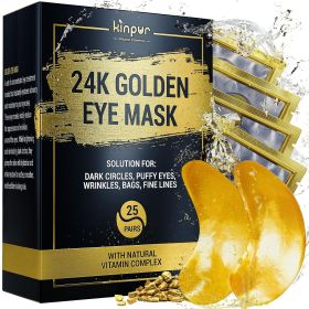 50pcs 24k Gold Under Eye Patches for Dark Circles Puffy Eyes Wrinkles Collagen Under Eye Masks Hydrating Under Eye Gel Pads for Eye Bags for All