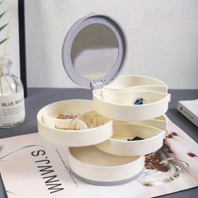 1pc Jewelry Stand Holder; Jewelry Display Tray; Jewelry Storage Box Multilayer Rotating Plastic Jewelry Stand Earrings Ring Box Cosmetics Beauty (Color: White)