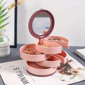 1pc Jewelry Stand Holder; Jewelry Display Tray; Jewelry Storage Box Multilayer Rotating Plastic Jewelry Stand Earrings Ring Box Cosmetics Beauty (Color: Pink)