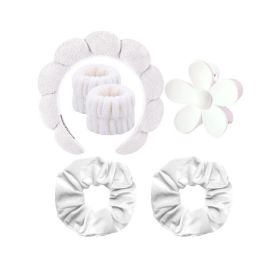 Sponge Spa Headband for Washing Face, Makeup Headbands Women Girls (Color: White)