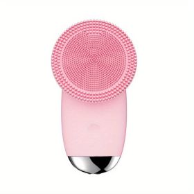 CONESN Electric Facial Cleansing Brush,Silicone Facial Cleansing Brush, Electric Silicone Face Brush, Sonic Facial Cleansing Brush For Makeup Rem (material: ABS+Silicone, Color: Pink)