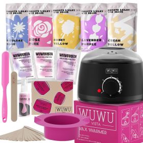 Waxing kit 23 items, WUWUVISTA Hair Removal Hard Wax Kit with Wax Warmer&Wax Beads for Full Body/Face/Underarm/Bikini/Sensitive Skin for Women&Me (Color: Black)